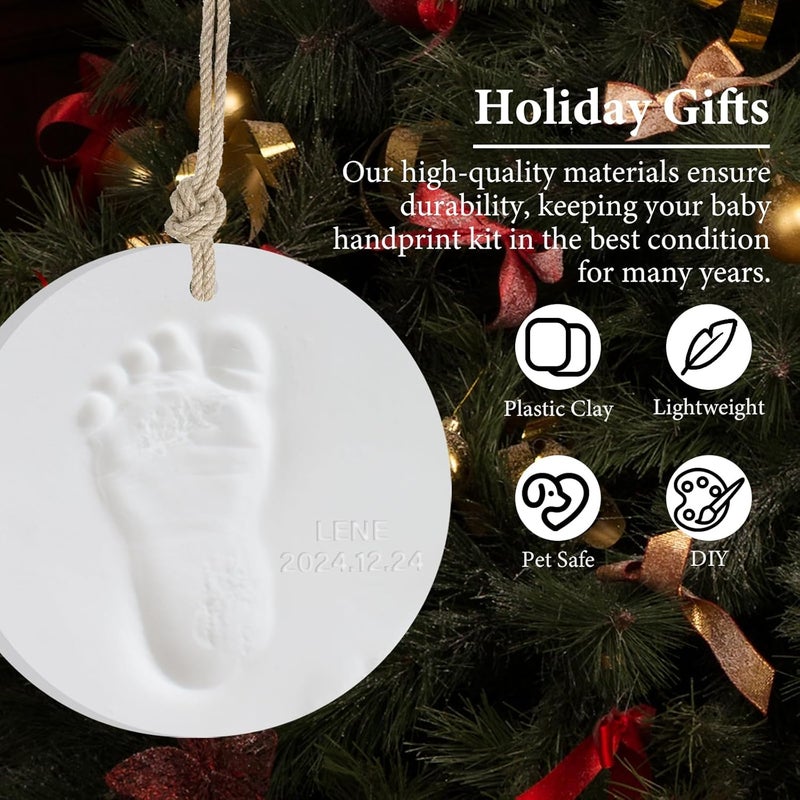 kimitimi Baby Handprint Footprint Keepsake Ornament Kit, Personalized Baby Foot Printing Kit for Newborn Clay Impression Handmade DIY Imagination to Create - Image 3